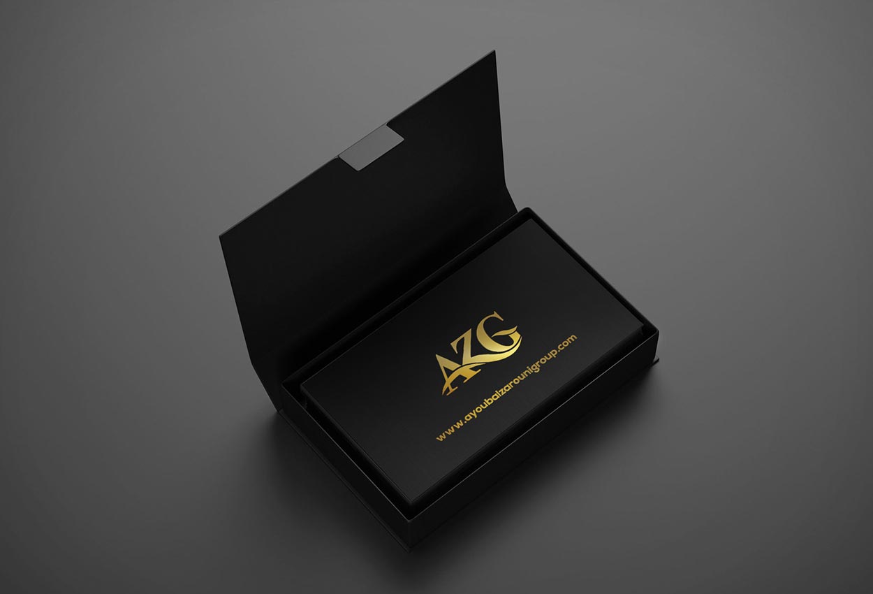 business card design of AZG in Dubai